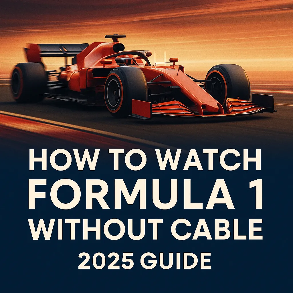 watch formula 1 without cable in 2025 – red F1 car on track with streaming guide text