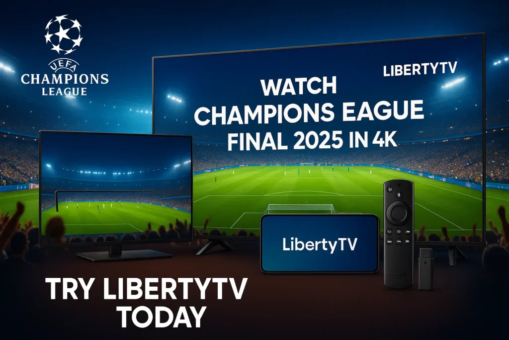 Watch Champions League Final 2025 in 4K on LibertyTV across all devices including smart TVs, Fire Stick, and mobile.