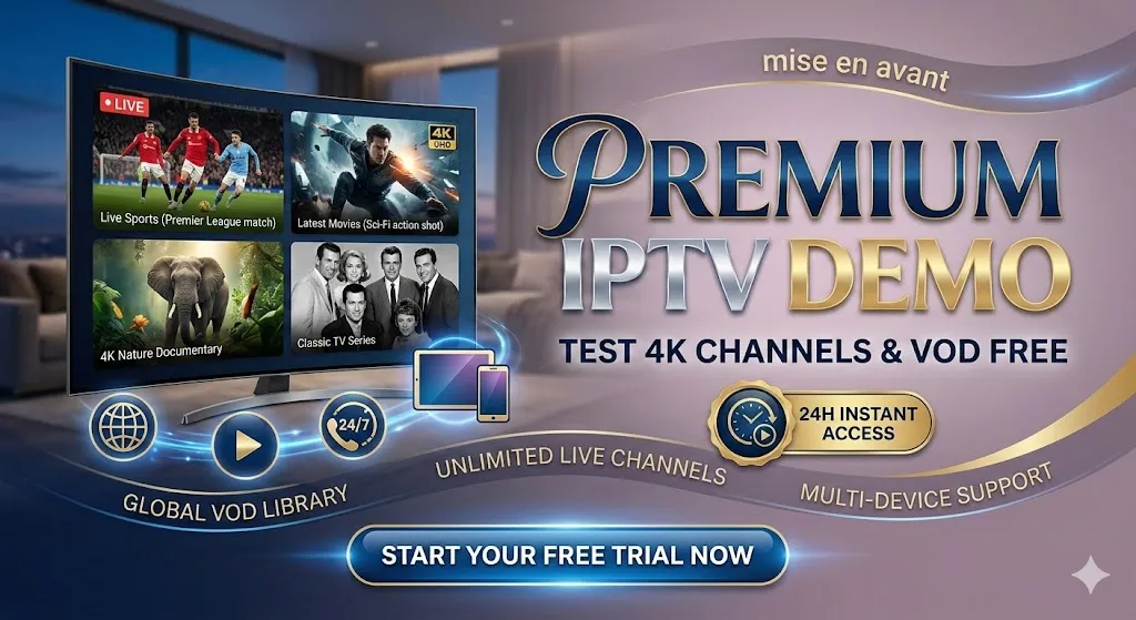 Premium IPTV Demo: Test 4K Channels & VOD Free